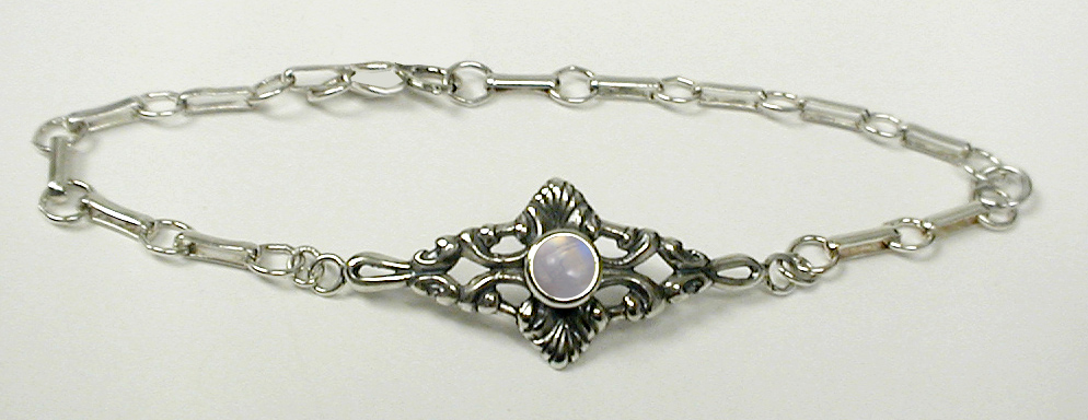 Sterling Silver Victorian Chain Bracelet with Rainbow Moonstone